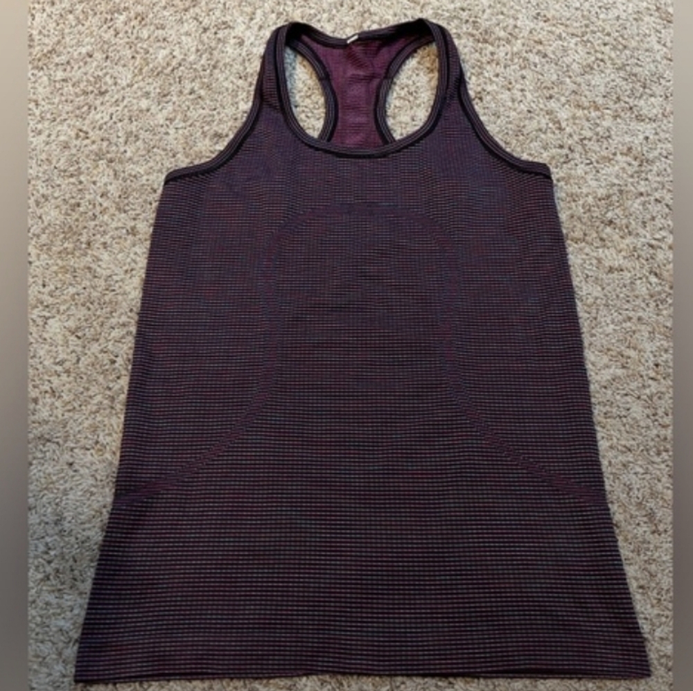 Lululemon Swiftly Tech Raceback Tank Top Black Multi Stripe 8